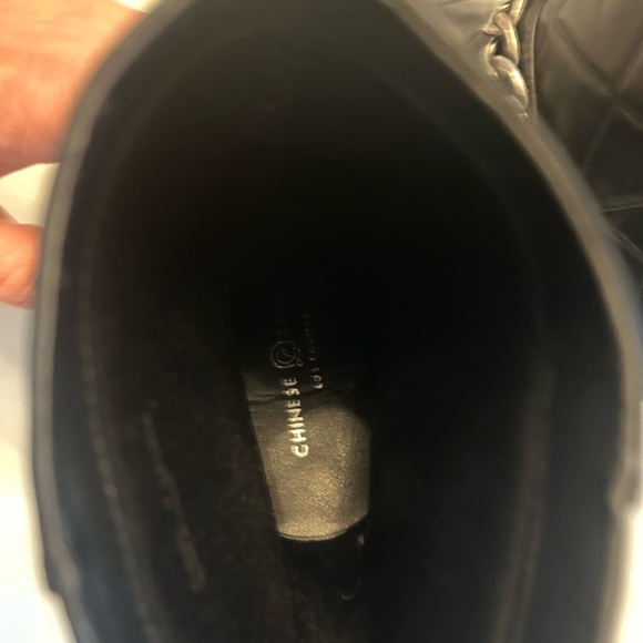 Chinese Laundry Black Quilted Heeled Boots with Chain - Picture 11 of 14